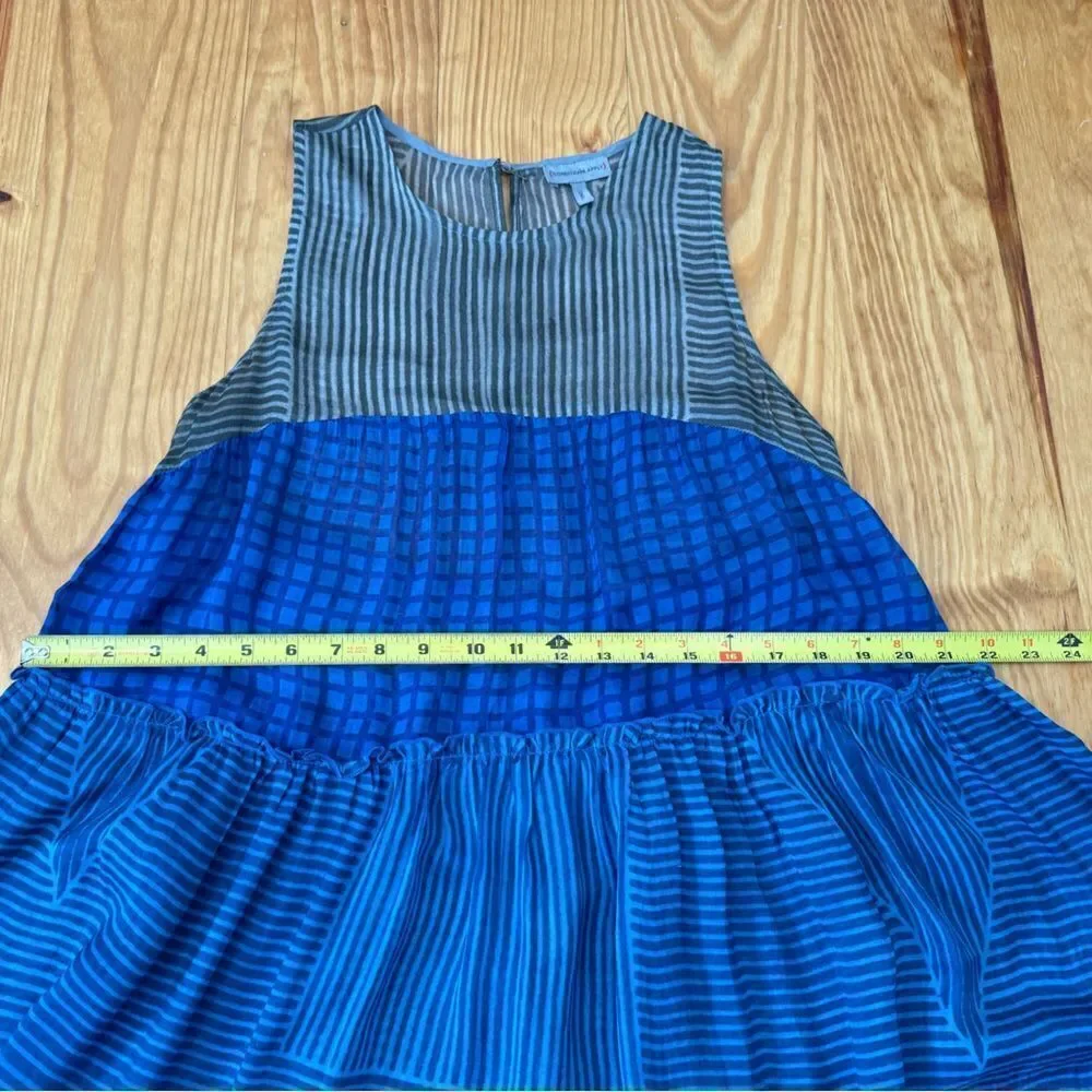 Anthropologie Conditions Apply Tiered Tiered Midi Dress Size Small Gray/Blue